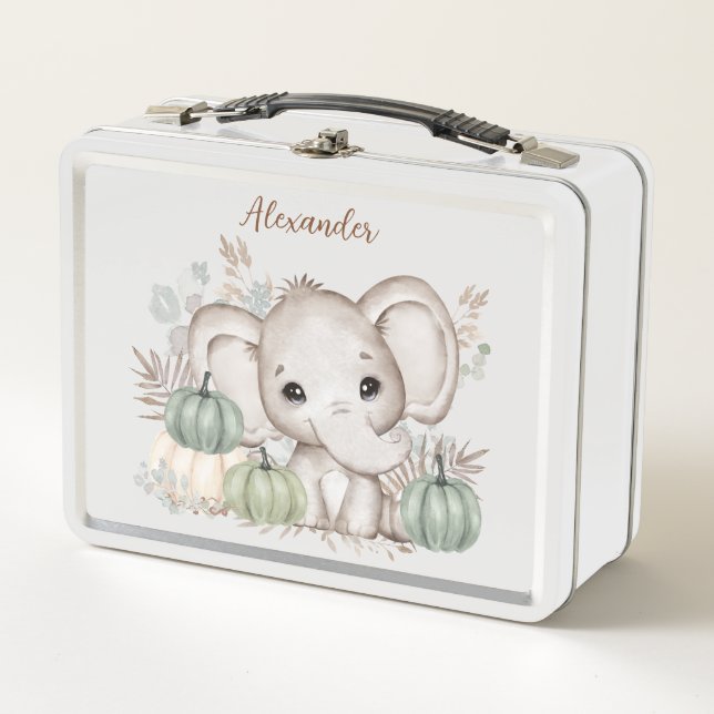 Herbst Niedlich Elephant Metal Lunch Box (Vorderseite)