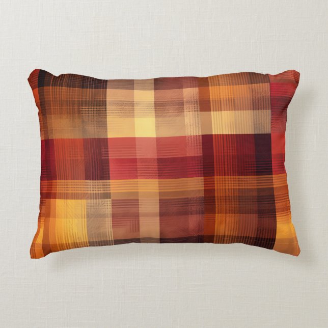 Herbst Niedlich Herbst Karo Muster Dekokissen (Vorderseite)