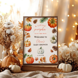 Herbst Niedlich Kleine Pumpkin Babydusche Begrüßun Poster