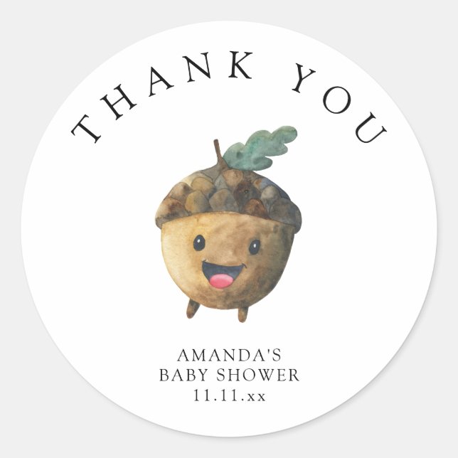 Herbst niedliche Eichel - vielen Dank Runder Aufkleber (Vorderseite)