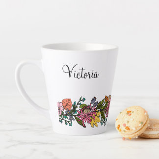 Herbst niedliche Modhand gezeichnet Blume und Blät Milchtasse