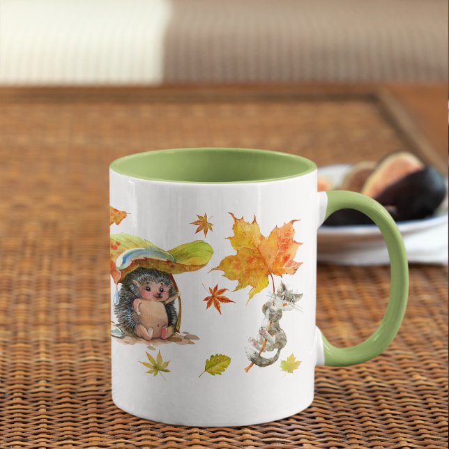 Herbst Niedliche Tiere Clipart Tasse (Fall Autumn Cute Animals Clipart Mug)