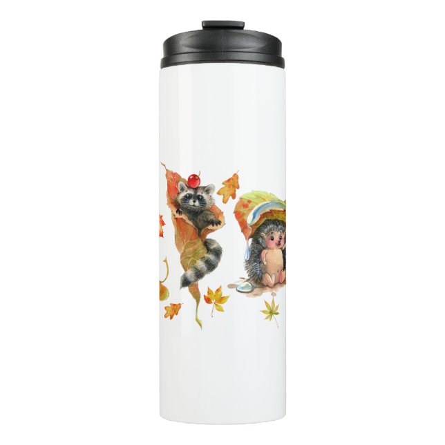 Herbst Niedliche Tiere Clipart Thermosbecher (Vorderseite)