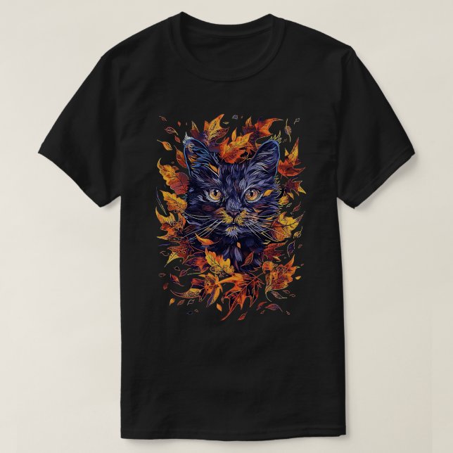 Herbst Niedlicher Katzenfall T-Shirt (Design vorne)