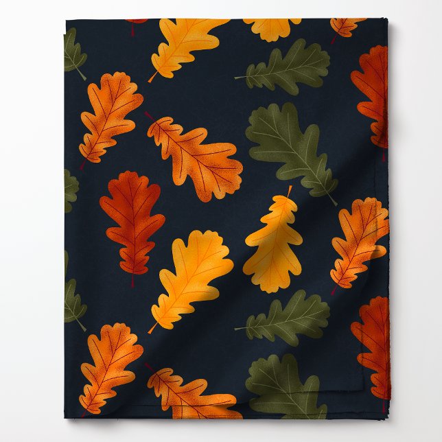 Herbst-Oak-Blätter über Navy Blue Muster Stoff (Von Creator hochgeladen)