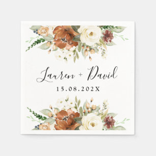 Herbst Ochre blumenreiche Hochzeit Napkins Serviette