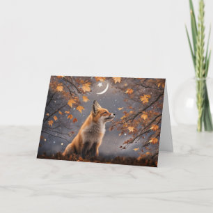 Herbst oder Herbst Equinox Niedlicher Rotfuchs in Karte