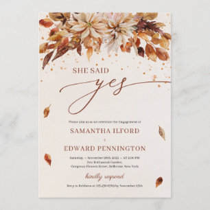 Herbst Orange Blume sagte sie ja Verlobung Einladung