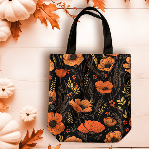 Herbst Orange Blüten auf schwarz