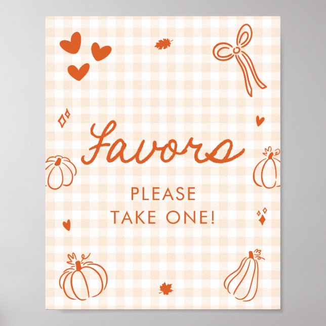 Herbst Orange Ein Kleiner Kürbis Geschenke Schild (Vorne)