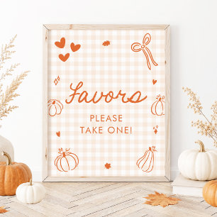 Herbst Orange Ein Kleiner Kürbis Geschenke Schild