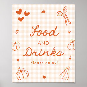 Herbst Orange Ein Kleines Kürbis Essen und Trinken Poster
