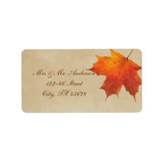 Herbst Orange Fall in Liebe Blätter Hochzeit Adressaufkleber