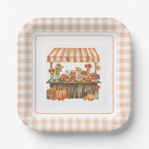 Herbst Orange Frisch auf dem Markt Brautdusche Pappteller