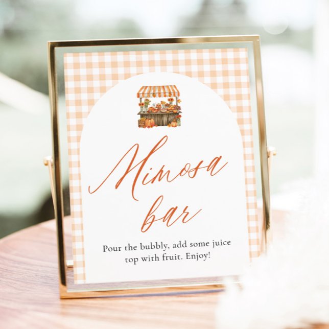 Herbst Orange Frisch Vom Markt Mimosa Bar Schild (Fall Orange Fresh Off The Market Mimosa Bar Sign)