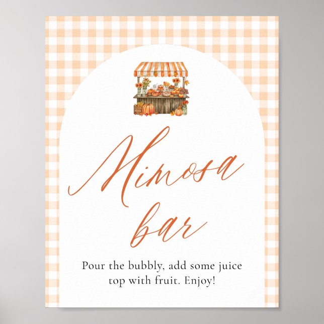 Herbst Orange Frisch Vom Markt Mimosa Bar Schild (Vorne)