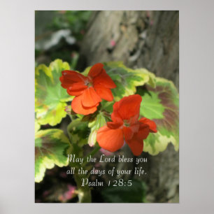 Herbst Orange Geraniums ~ Psalm 128:5 Poster