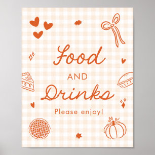 Herbst Orange Gingham Cutie Pie Essen und Trinken Poster