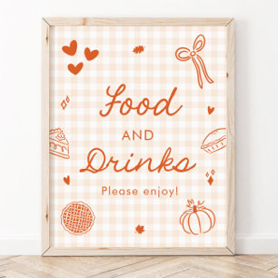 Herbst Orange Gingham Cutie Pie Essen und Trinken  Poster