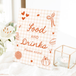 Herbst Orange Gingham Cutie Pie Essen und Trinken Sockelschild
