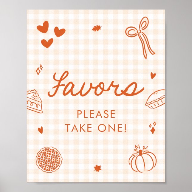 Herbst Orange Gingham Cutie Pie Geschenke Schild (Vorne)