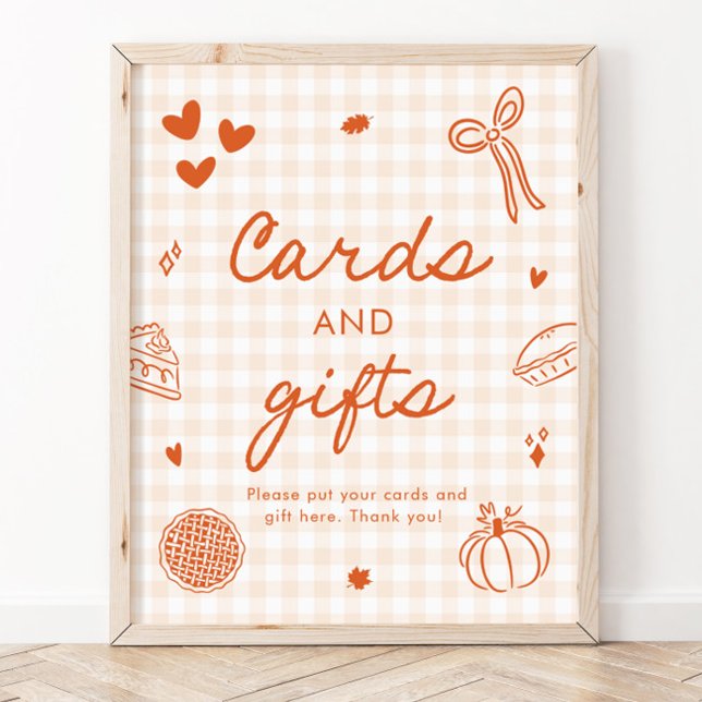 Herbst Orange Gingham Cutie Pie Karten und Geschen Poster (Fall Orange Gingham Cutie Pie Cards and Gifts Sign)