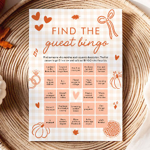 Herbst Orange Gingham Finde den Gast Bingo Spiel Einladung