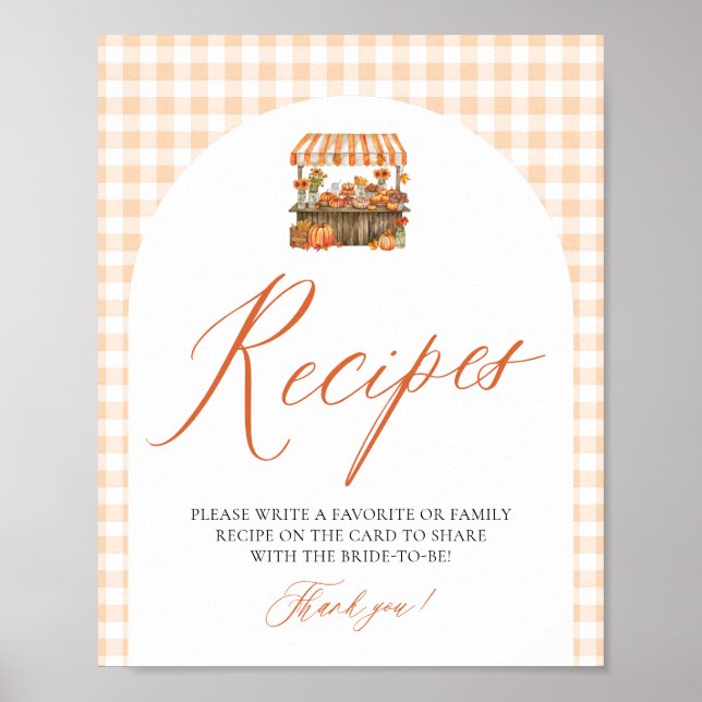 Herbst Orange Gingham Frisch Vom Markt Rezepte Poster (Vorne)