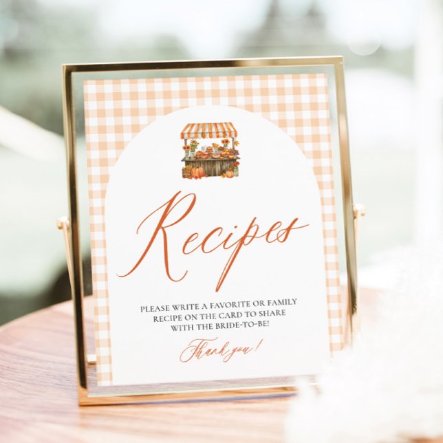 Herbst Orange Gingham Frisch Vom Markt Rezepte Poster (Fall Orange Gingham Fresh Off The Market Recipes Sign)