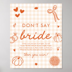 Herbst Orange Gingham Handgezeichnet Nicht Braut S Poster