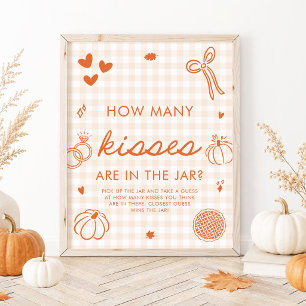 Herbst Orange Gingham Handgezeichnet Wie viele Küs Poster