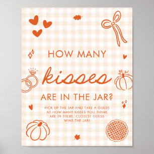 Herbst Orange Gingham Handgezeichnet Wie viele Küs Poster
