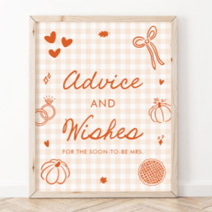 Herbst Orange Gingham Handgezeichnete Ratschläge u Poster