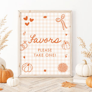 Herbst Orange Gingham Handgezeichnetes Geschenk Sc Poster