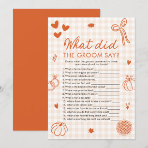 Herbst Orange Gingham Was sagte der Bräutigam Spie Einladung