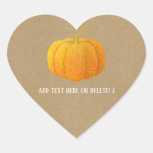 Herbst Orange Glänzte Glitter Herbst Kürbis Kraft Herz-Aufkleber