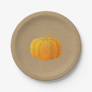 Herbst Orange Glänzte Glitter Herbst Kürbis Kraft Pappteller