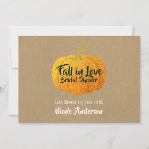 Herbst Orange Glittered Autumn Pumpkin Brautparty Einladung