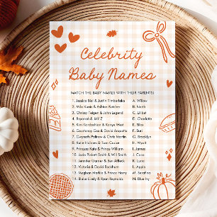 Herbst Orange Handgezeichnete Promi-Baby-Namen-Spi Einladung