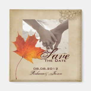 Herbst-orange Herbstlaub, der SAVE THE DATE Magnet