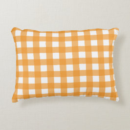 Herbst Orange Kariertes Muster Dekokissen
