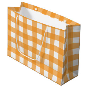 Herbst Orange Kariertes Muster Große Geschenktüte
