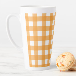 Herbst Orange Kariertes Muster Milchtasse