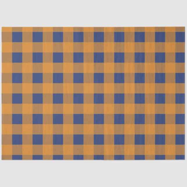 Herbst Orange Kariertes Muster Seidenpapier (Vorderseite)