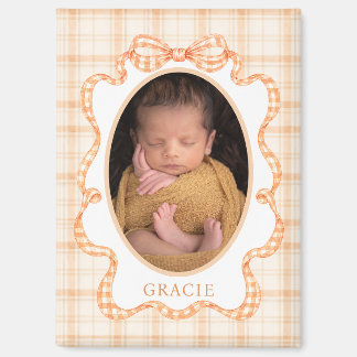 Herbst Orange Karo Baby Foto Magnet