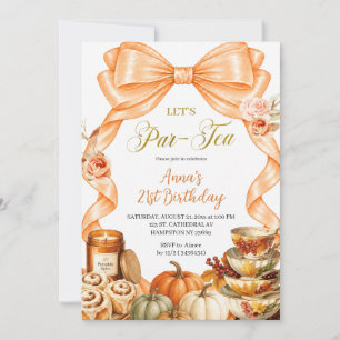 Herbst Orange Schleifen Tee-Party Geburtstag Einladung