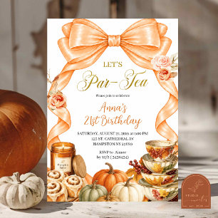 Herbst Orange Schleifen Tee-Party Geburtstag Einladung