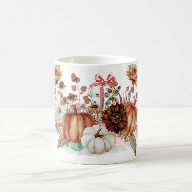 Herbst Orange und White Pumpkin Tasse (Mittel)