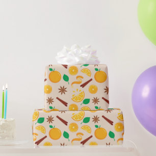 Herbst-Orangen und Zimt-Sticks naher Fall Geschenkpapier