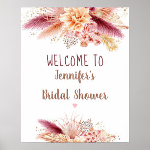 Herbst Pampas Gras Boho Brautparty Willkommen Poster